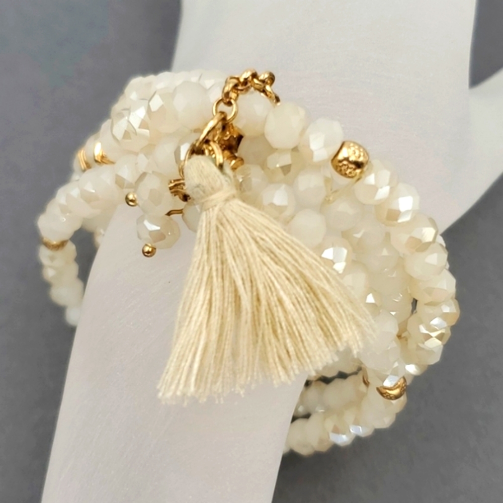 ❤HP❤ Madewell 4 Clear & Gold Tone Beads Bracelets
